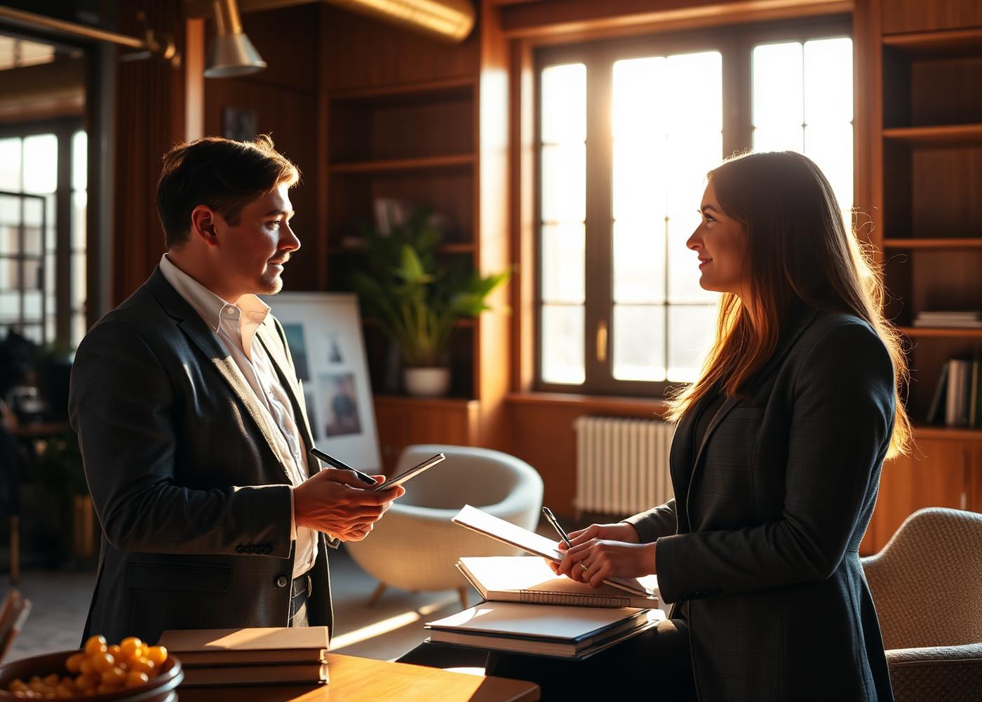 One-on-one coaching session in a sunlit office